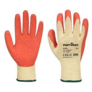 portwest a100 grip gloves latex orange