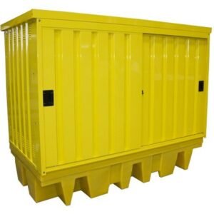 hazstor double ibc hard steel covered spill pallet bund