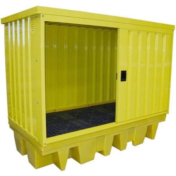 hazstor double ibc hard steel covered spill pallet bund