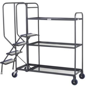 apollo uk stepped picking trolley 3 shelf grey