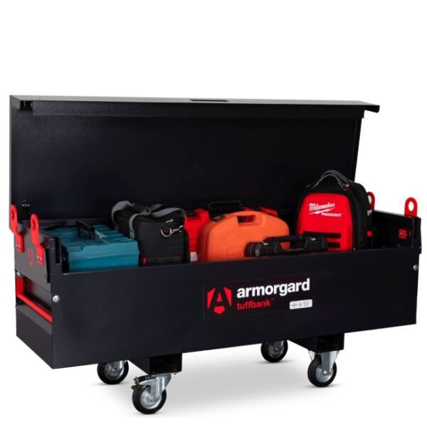 armorgard tuffbank tb6 van tool security box with castors and lifting eyes