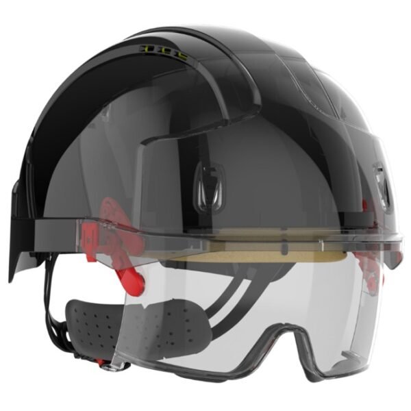 JSP Evo Vistalens safety helmet with integrated eye protection black