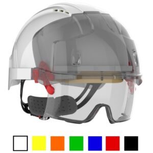JSP Evo Vistalens safety helmet with integrated eye protection