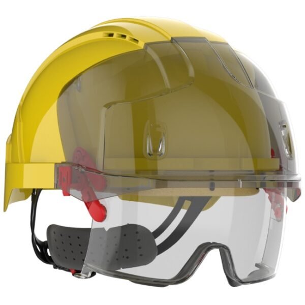 JSP Evo Vistalens safety helmet with integrated eye protection yellow