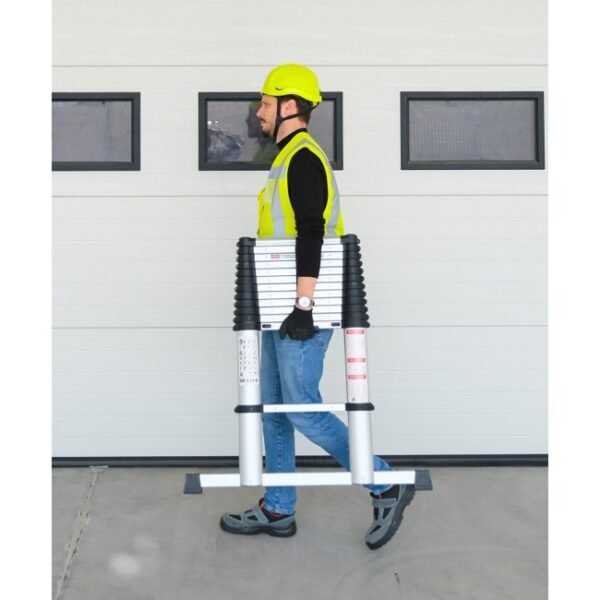 climb-it telescopic ladder closed being carried