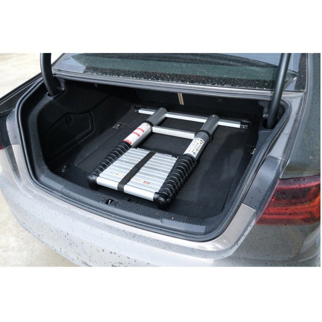 climb-it telescopic ladder closed in car boot