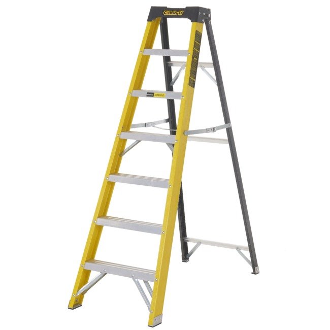 Climb-it fibreglass swingback stepladders 1550