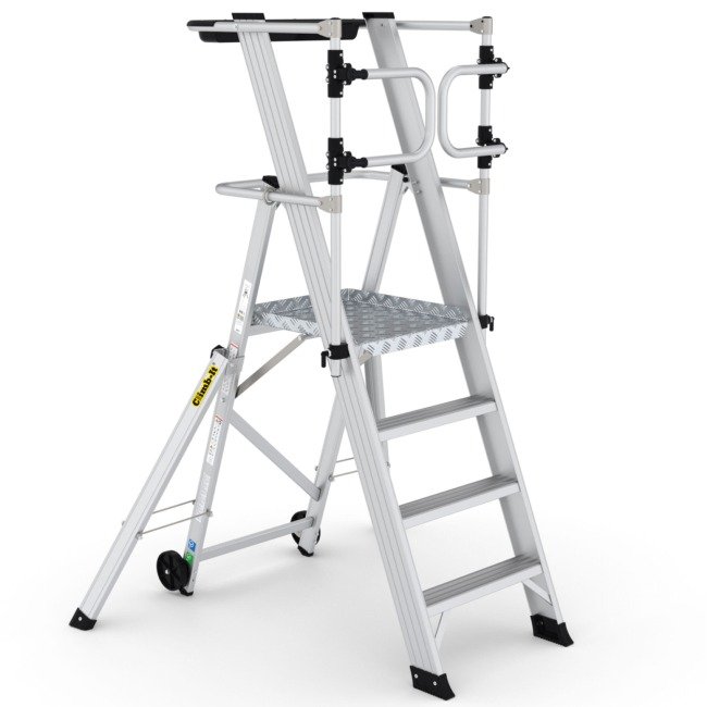 climb-it large platform folding steps with safety gates 1000