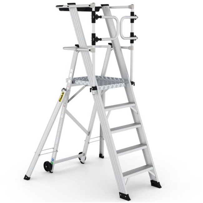 climb-it large platform folding steps with safety gates 1250