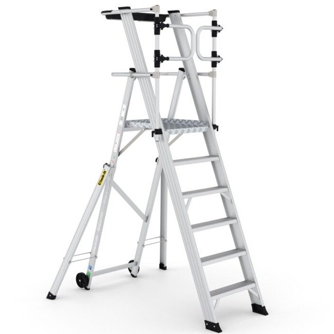 climb-it large platform folding steps with safety gates 1500