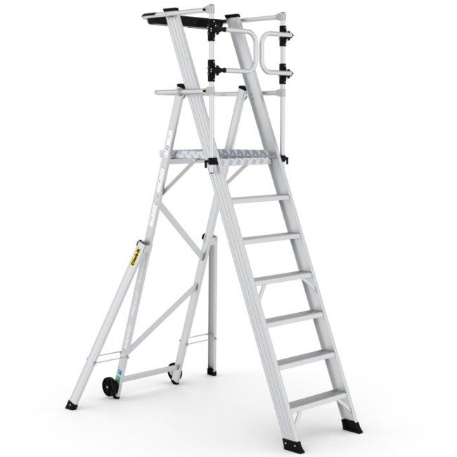 climb-it large platform folding steps with safety gates 1750