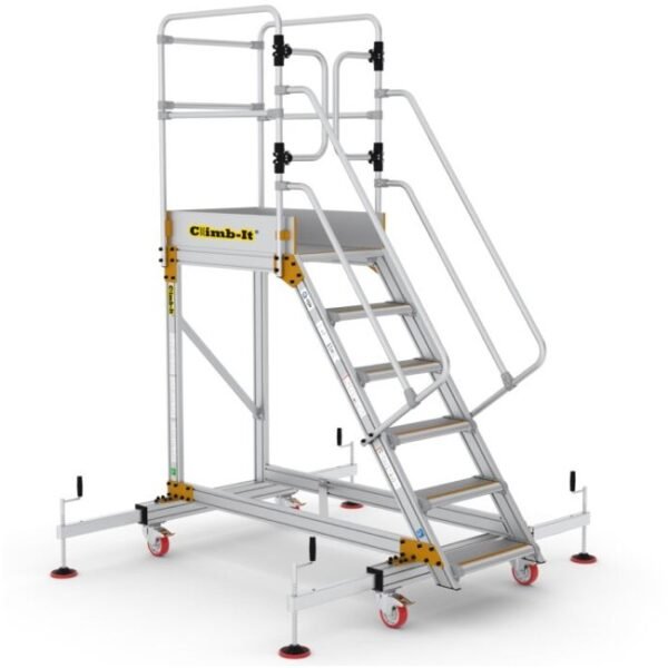 Climb-It extra large platform safety steps 5-tread