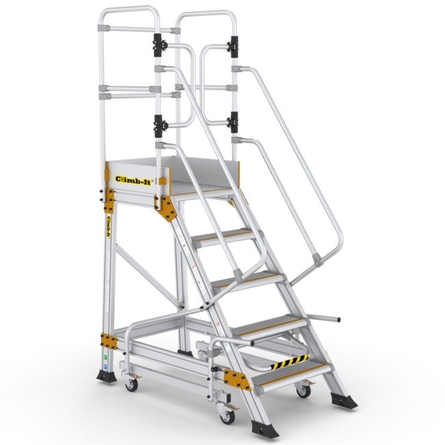 Climb-It locking steps with safety gate 5-tread