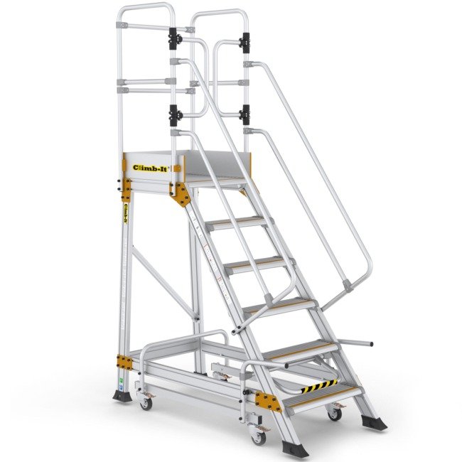 Climb-It locking steps with safety gate 6-tread