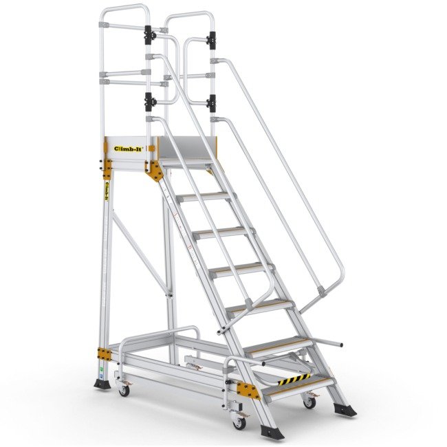 Climb-It locking steps with safety gate 7-tread