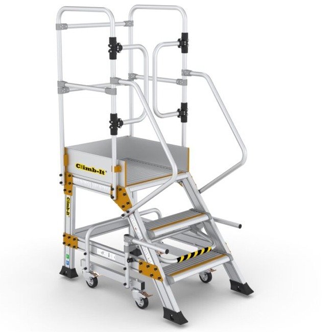 Climb-It locking steps with safety gate 3-tread