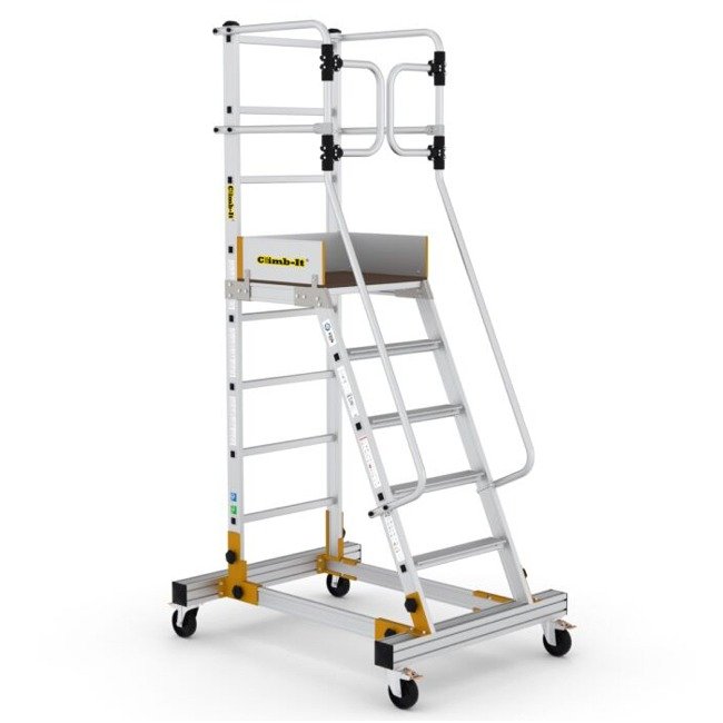 Climb-It mobile steps with safety gate 5-tread