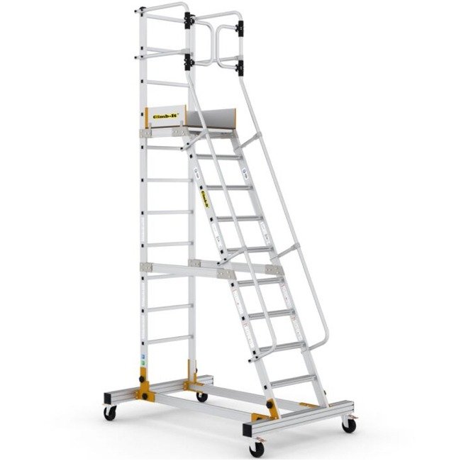 Climb-It mobile steps with safety gate 9-tread