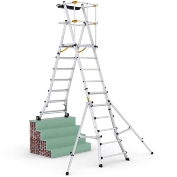 climb-it telescopic platform ladder on staircase