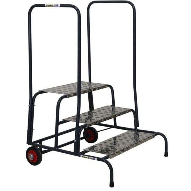 climb-it wide working steps 3-tread with 2 handrail