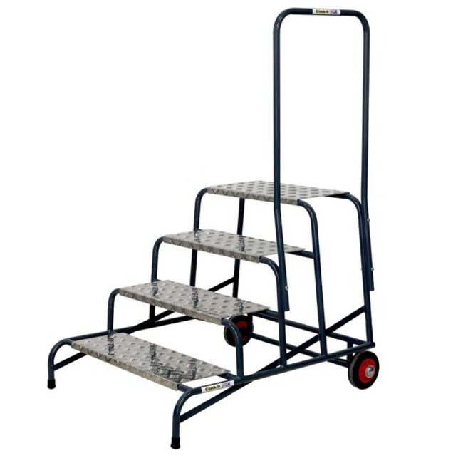 climb-it wide working steps 4-tread with 1 handrail