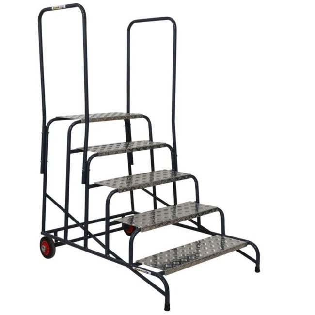climb-it wide working steps 5-tread with 2 handrail