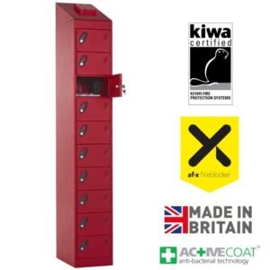 Probe fire suppression lithium-ion batter charging lockers 10 door af-x fireblocker