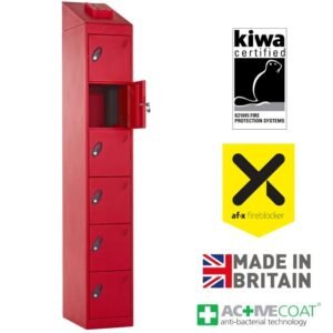 Probe fire suppression lithium-ion batter charging lockers 6 door af-x fireblocker