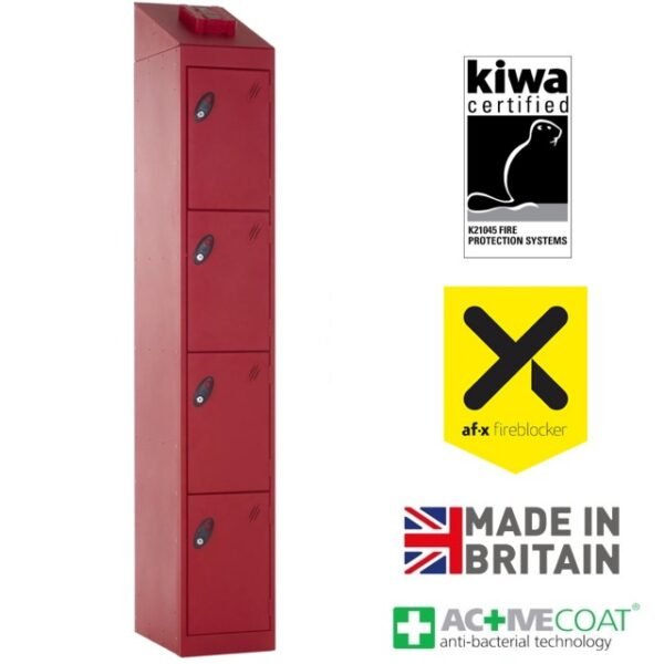Probe fire suppression lithium-ion batter charging lockers 4 door af-x fireblocker