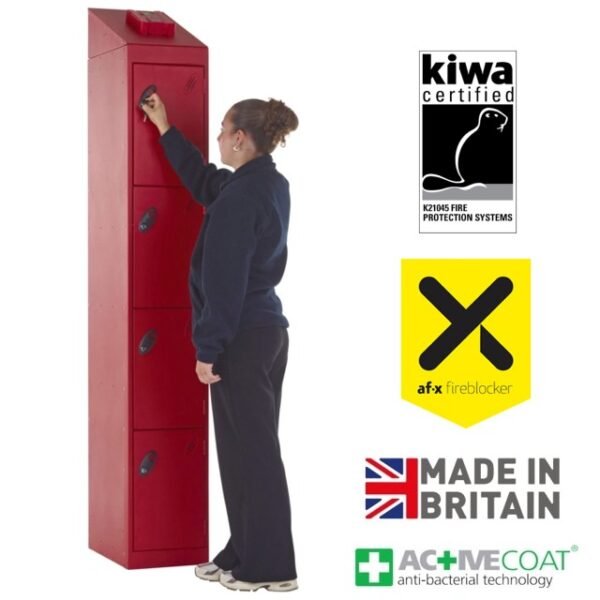 Probe fire suppression lithium-ion batter charging lockers 4 door af-x fireblocker