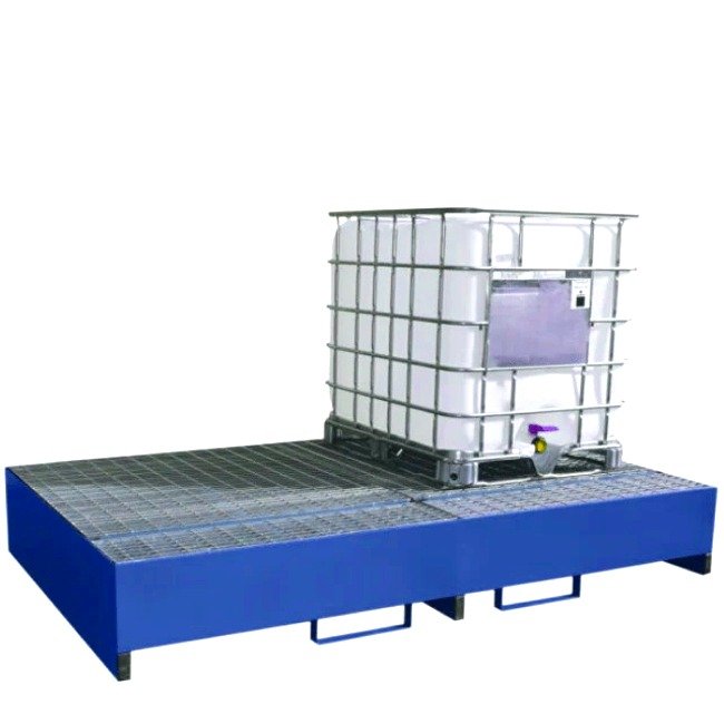 Hazstor metal double ibc spill pallet steel bund blue