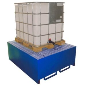 Hazstor metal single ibc spill pallet blue steel bund