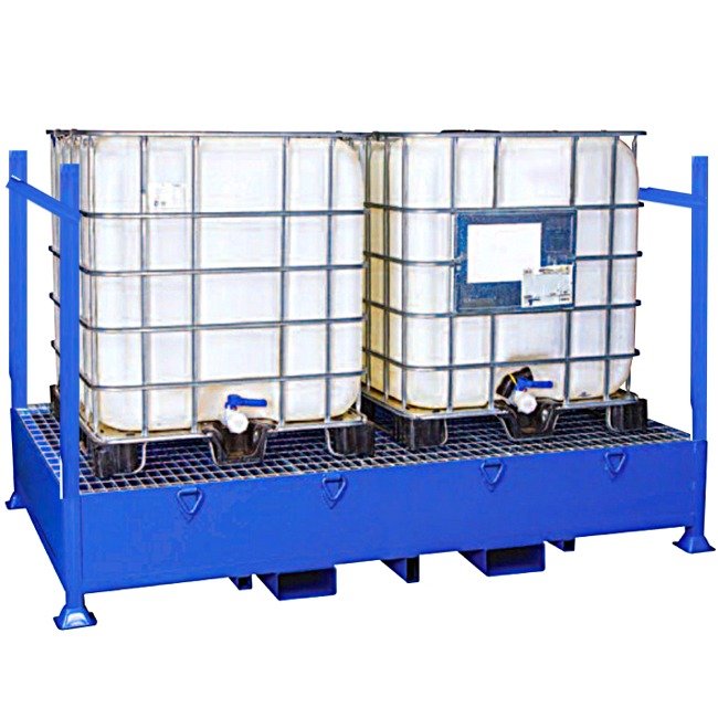 Hazstor steel double ibc spill pallet bund framed sides