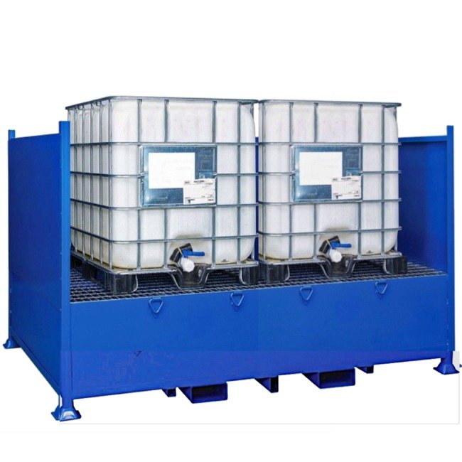 Hazstor steel double ibc spill pallet bund sheeted sides