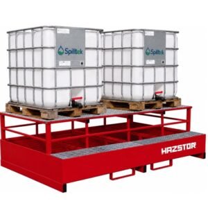 Hazstor steel double ibc spill pallet with dispensing frame