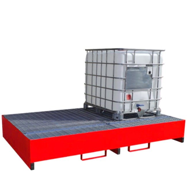 Hazstor metal double ibc spill pallet steel bund red