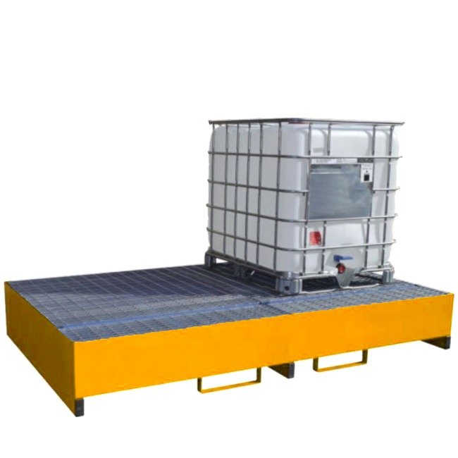 Hazstor metal double ibc spill pallet steel bund yellow