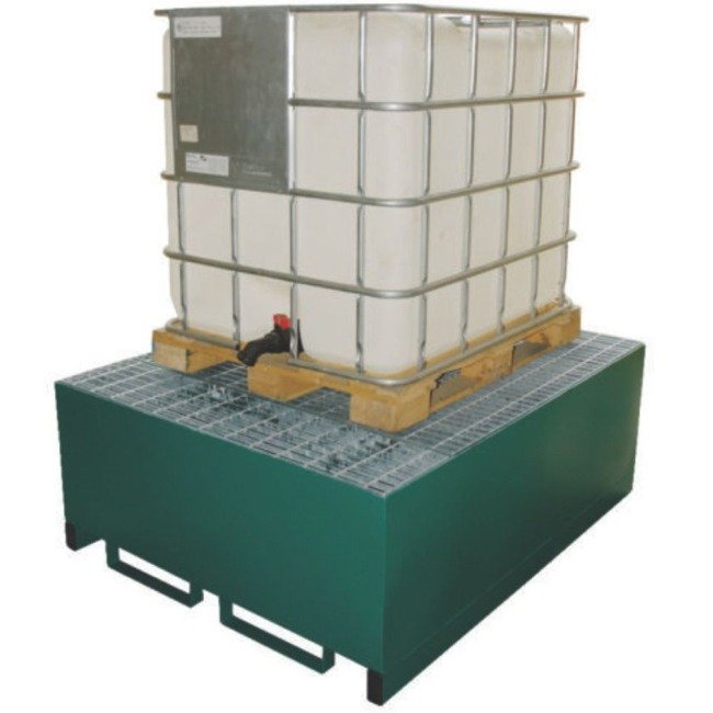 Hazstor metal single ibc spill pallet green steel bund