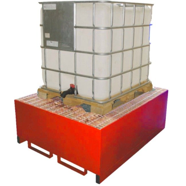 Hazstor metal single ibc spill pallet red steel bund