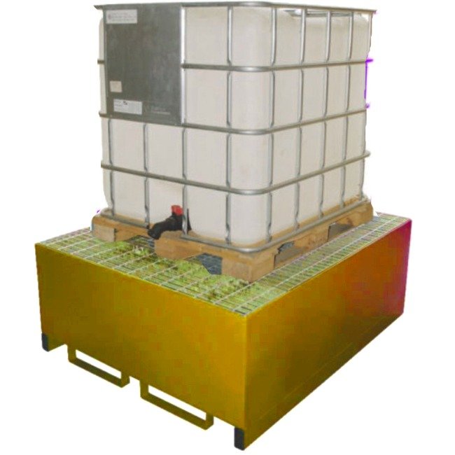 Hazstor metal single ibc spill pallet yellow steel bund