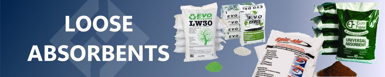 Hazstore loose aborbent granules powder, evo, spill-aid, elcef fibre, spill kill, spilkleen, new safety tread, mulizord