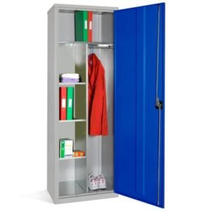elite slim clothing and equipment cupboard blue door