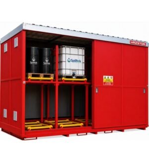 Hazstor Dual Purpose Chemical Store with Push Back | 64 Drum / 16 IBC